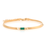Emerald Bar Herringbone Bracelet 18k gold stackable design