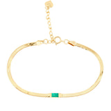 Emerald Bar Herringbone Bracelet 18k gold stackable design 2
