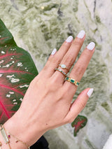 Emerald Baxter Ring 18k gold stackable ring on model 5