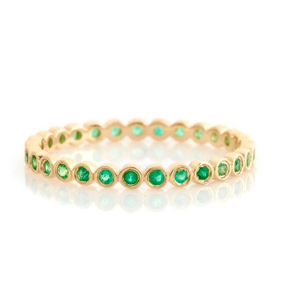 Emerald Bezel Set Infinity Ring 18k gold stackable ring