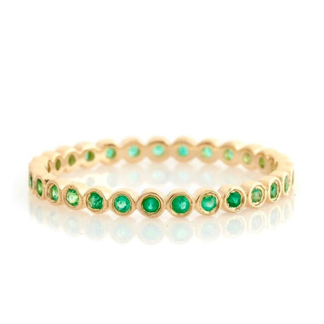 Emerald Bezel Set Infinity Ring 18k gold stackable ring