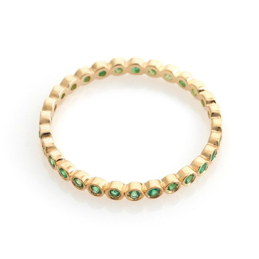 Emerald Bezel Set Infinity Ring