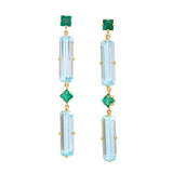 Emerald & Blue Topaz Cascade Bar Earrings