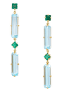 Emerald_Blue_Topaz_Cascade_Bar_Earrings_18K_Gold_Handmade Fine Jewelry