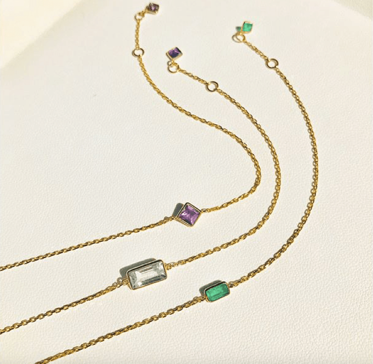 Emerald Bracelet 18k gold stackable design 2