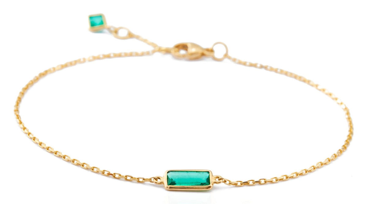 Emerald Bracelet 18k gold stackable design 3
