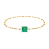 Emerald Chain Ring 14k gold Stackable ring