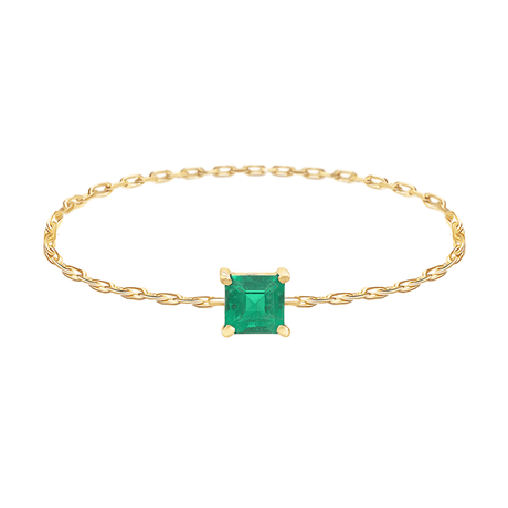 Emerald Chain Ring 14k gold Stackable ring