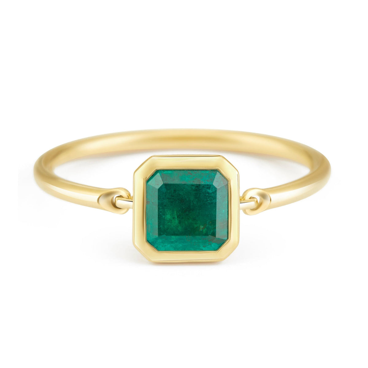 Emerald Classic Button Ring
