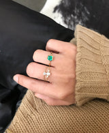 Emerald Classic Button Ring 18k gold stackable ring on model