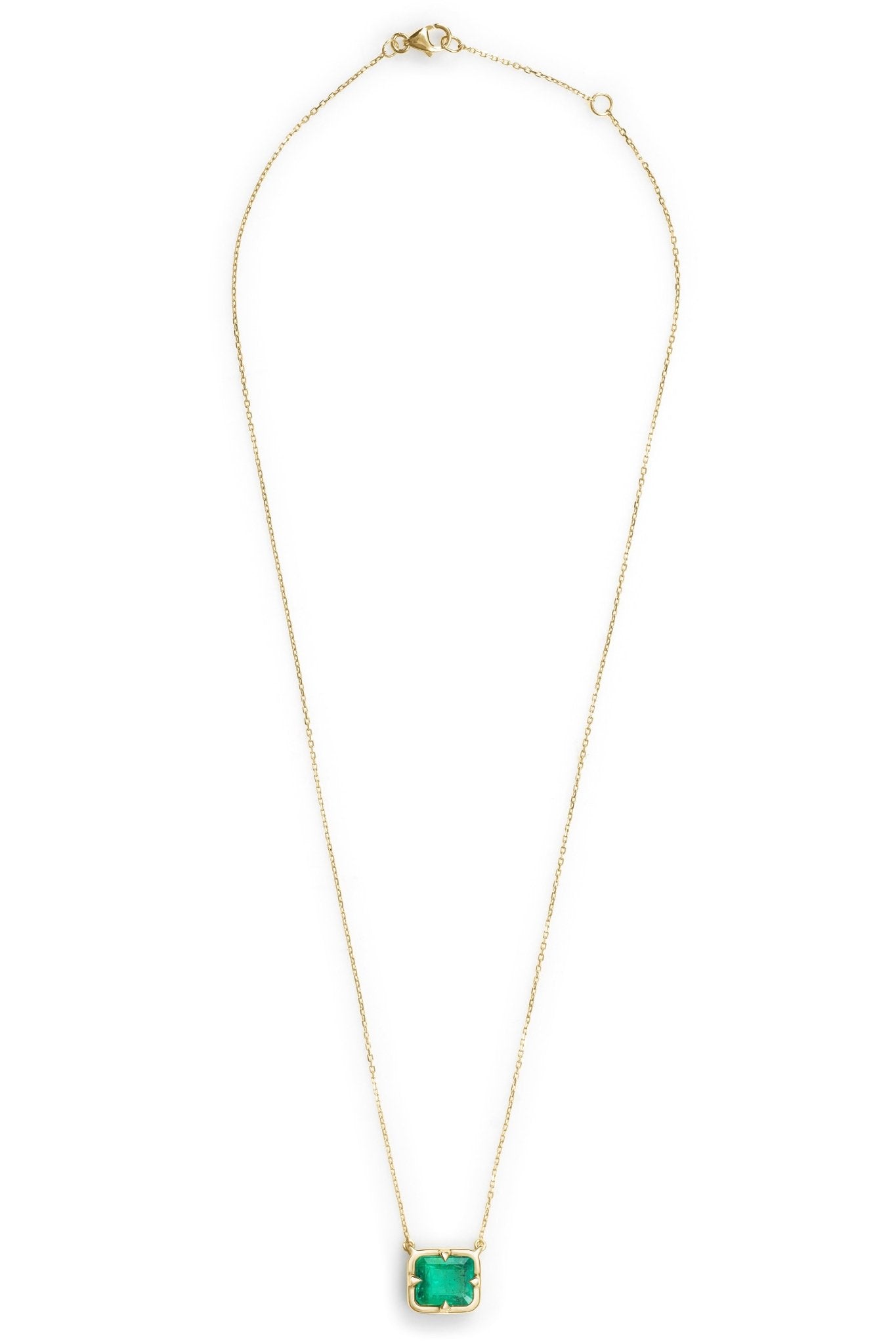 Emerald Compass Necklace 18K Gold Handmade Fine Jewelry 2