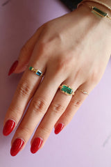 Emerald Compass Ring 18K engagement ring on model 1