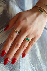 Emerald Compass Ring 18K engagement ring on model 3