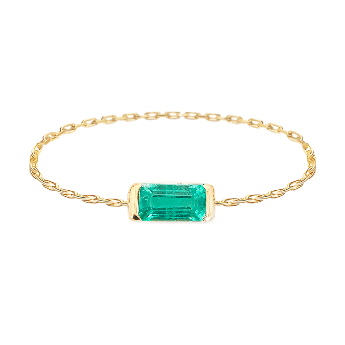Emerald Cut Chain Ring 14k gold Stackable ring