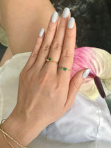 Emerald Cut Chain Ring 14k gold Stackable ring on model