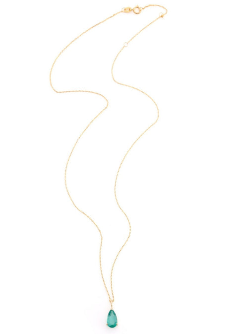 Emerald Dewdrop Necklace 18k handmade fine jewelry