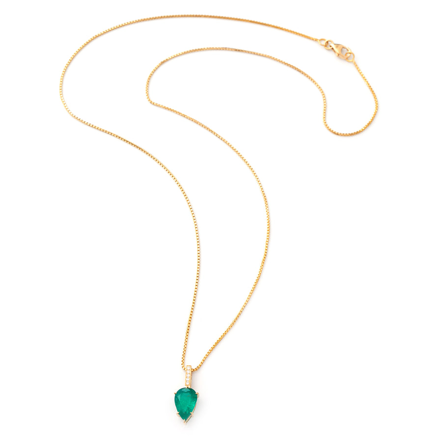 Emerald & Diamond Arrow Necklace