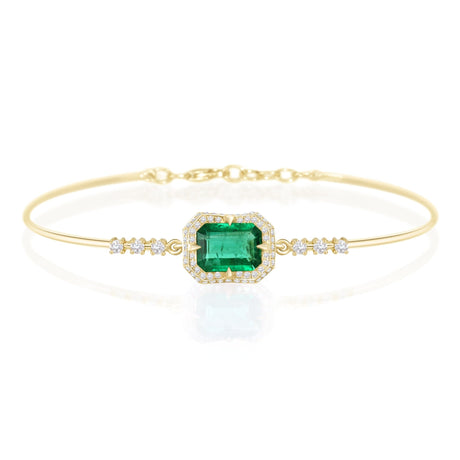 Emerald & Diamond Aurora Bangle 18k gold Stackable design