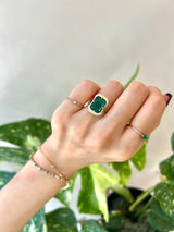 Emerald & Diamond Aurora Supreme Ring 18k gold engagement ring on model
