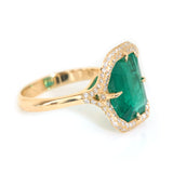 Emerald & Diamond Aurora Supreme Ring 18k gold engagement ring side view