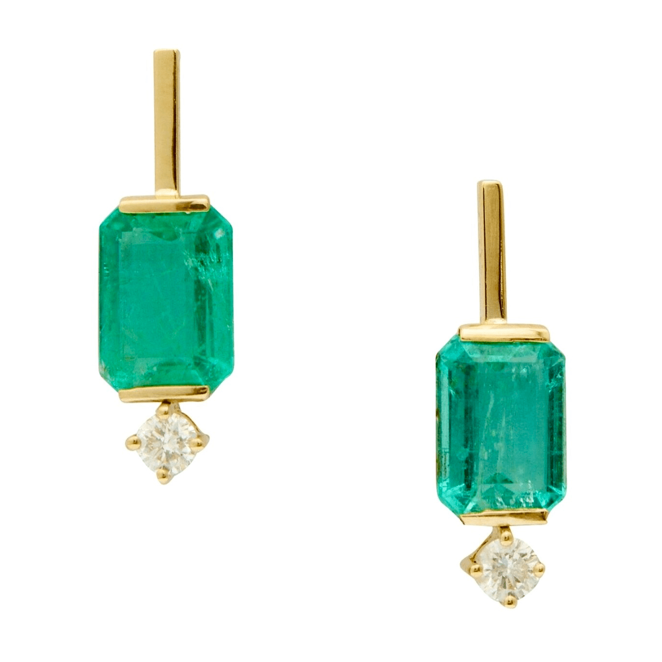Emerald & Diamond Awakening Earrings 18K Gold Handmade Fine Jewelry