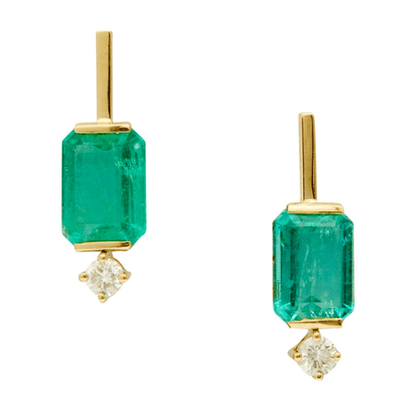 Emerald & Diamond Awakening Earrings 18K Gold Handmade Fine Jewelry