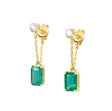 Emerald & Diamond Deco Chain Earring 18k gold Handmade fine jewelry 
