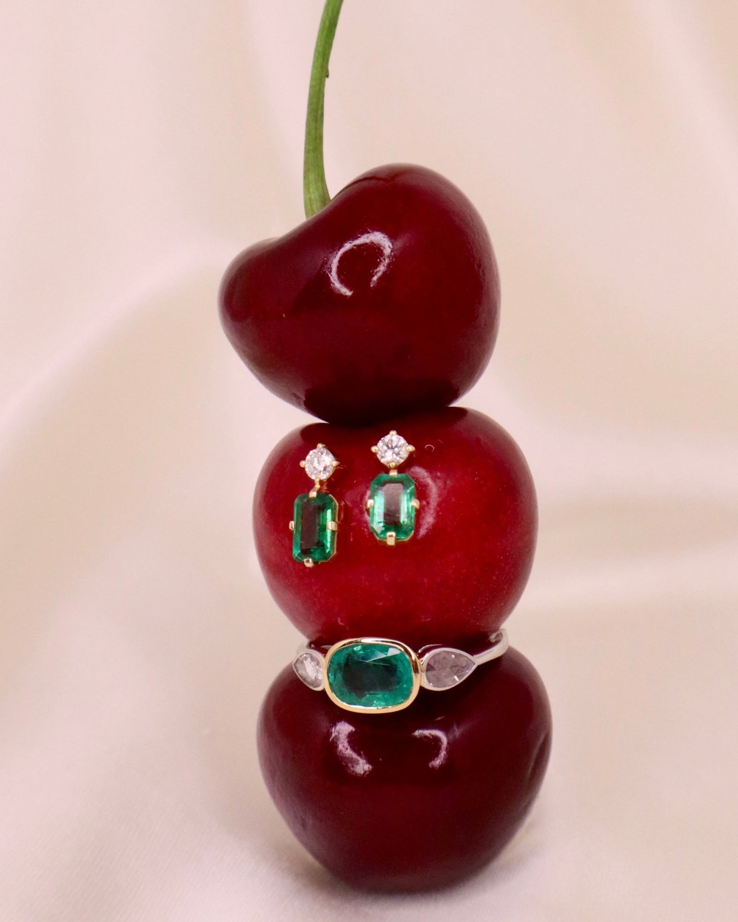 Emerald & Diamond Deco Earrings