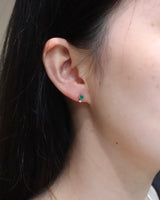 Emerald_Diamond_Dot_Stud_Pairs_18K_gold_handmade_fine_jewelry_on_model_2