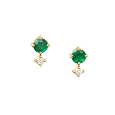 Emerald_Diamond_Dot_Studs_14k_gold_stackable_earrings_1