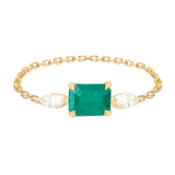 Emerald & Diamond Dream Weaver Chain Ring 18k gold Stackable ring