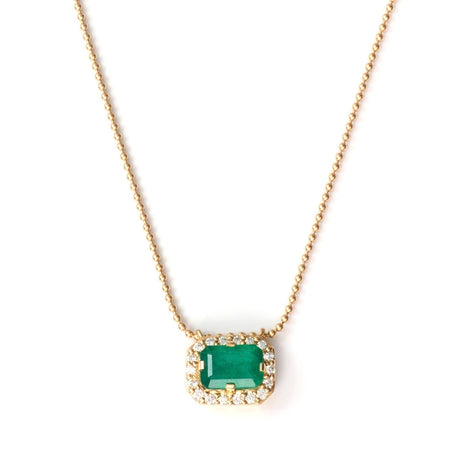Emerald & Diamond Frame Necklace 18k handmade fine jewelry