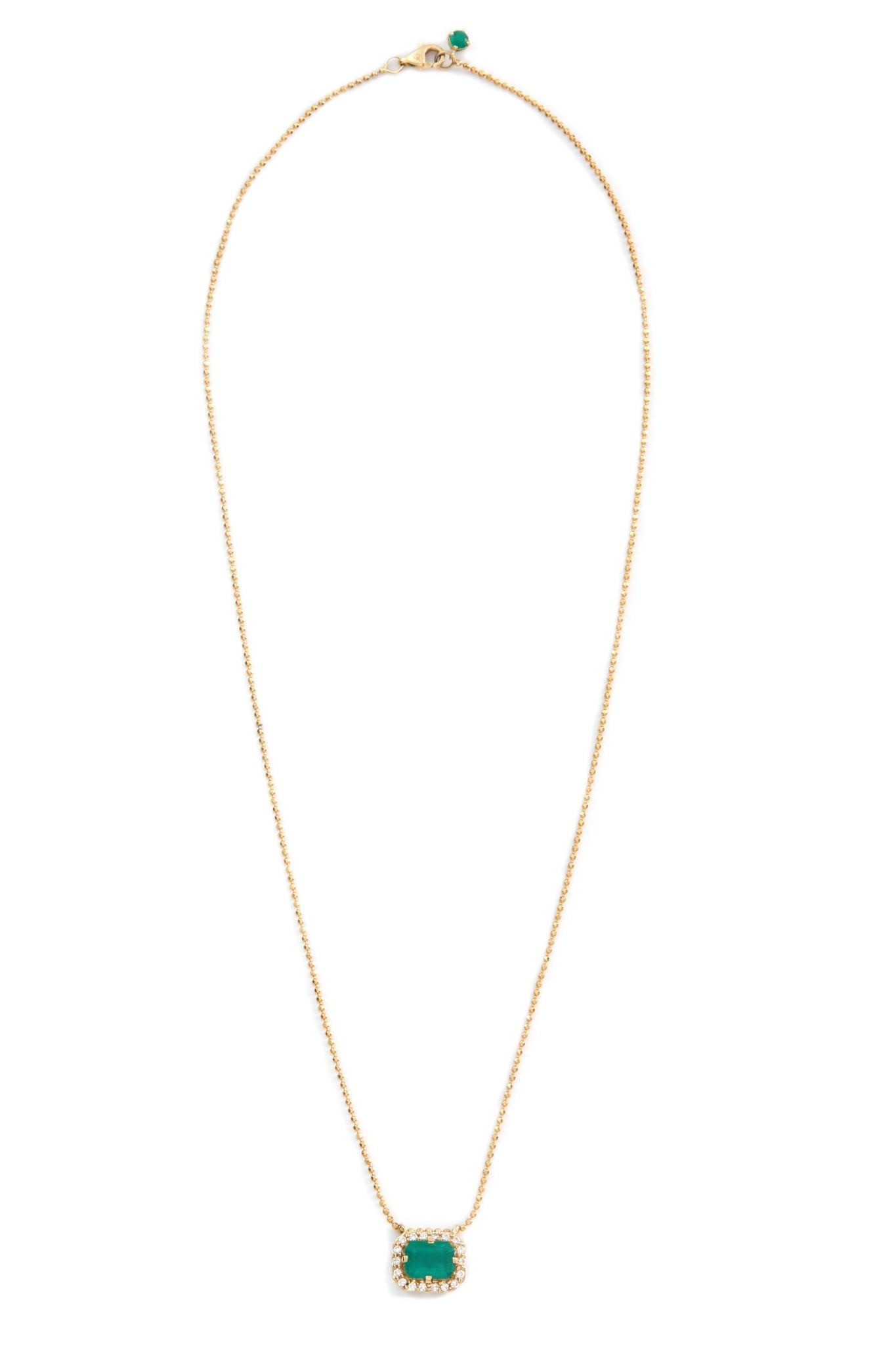 Emerald & Diamond Frame Necklace 18k handmade fine jewelry 2