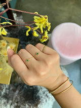 Emerald & Diamond Infinite Ring 18k gold stackable ring on model 3