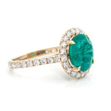 Emerald & Diamond Isis Ring 18k gold engagement ring side view