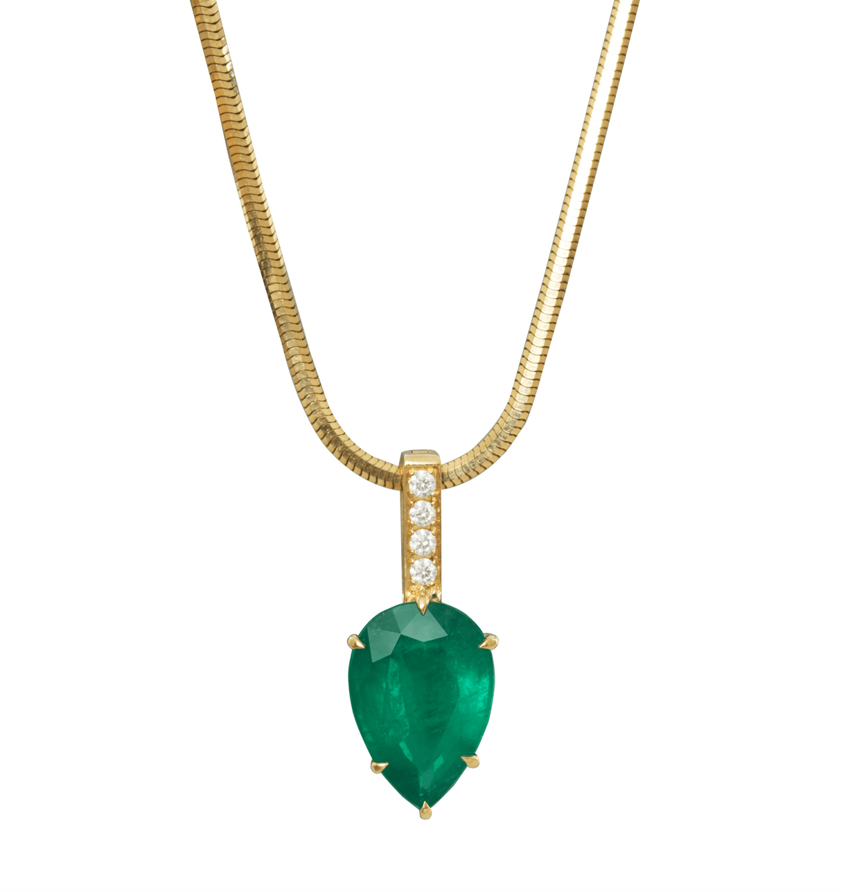 Emerald & Diamond Supreme Arrow Necklace 18k handmade fine jewelry