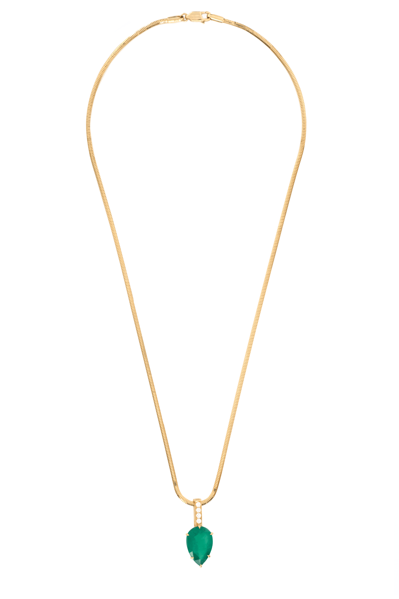 Emerald & Diamond Supreme Arrow Necklace 18k handmade fine jewelry 2