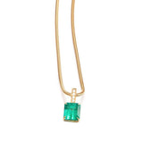 Emerald & Diamond Supreme Bar Necklace 18K gold handmade fine jewelry