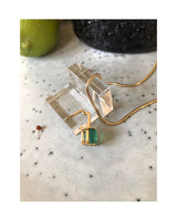 Emerald & Diamond Supreme Bar Necklace 18k handmade fine jewelry 3