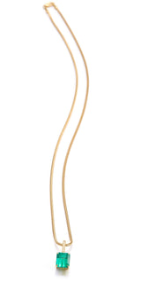 Emerald & Diamond Supreme Bar Necklace 18k handmade fine jewelry 4