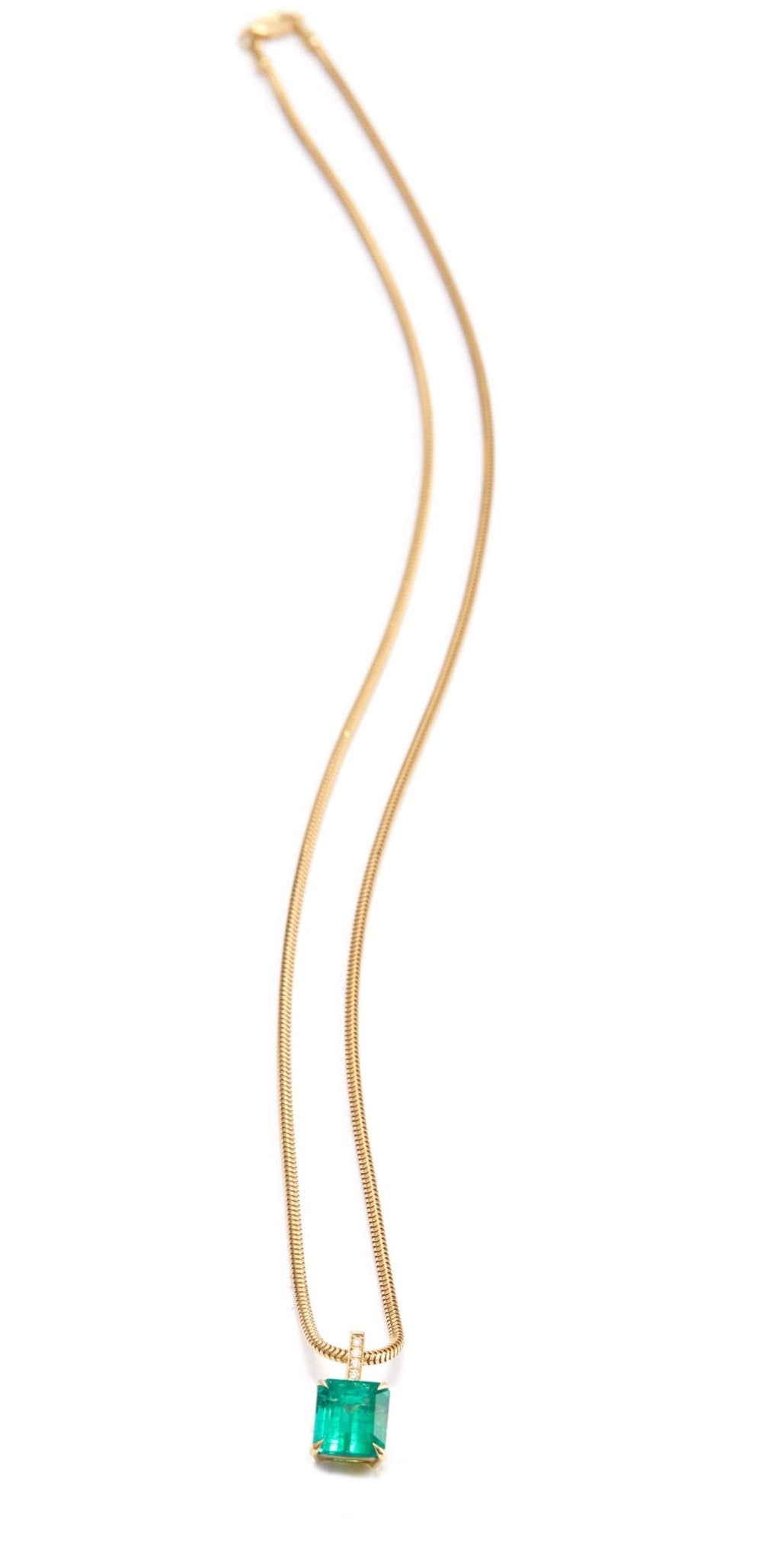Emerald & Diamond Supreme Bar Necklace