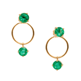 Emerald Double Happiness Earrings 18K Gold Handmade Fine Jewelry
