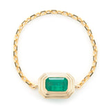 Emerald Frame Chain Ring 18k gold Stackable ring 