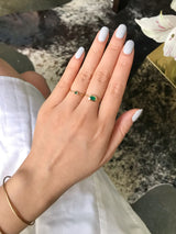 Emerald Frame Chain Ring 18k gold Stackable ring on model