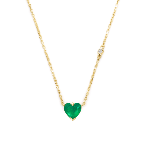 Emerald_Heart_Diamond_Necklaces_YG18K_Handmade_fine_jewelry_1