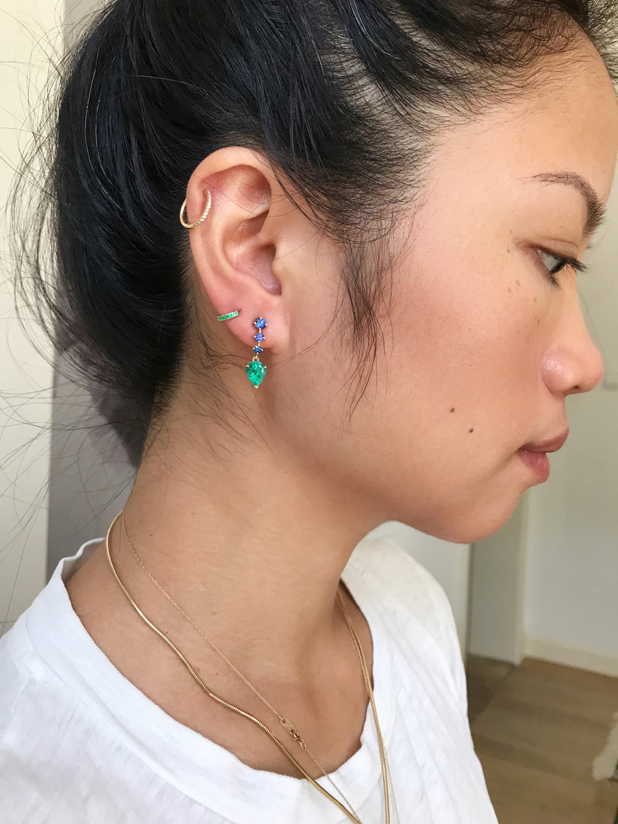 Ruby or Blue Sapphire or Emerald Huggie Earring