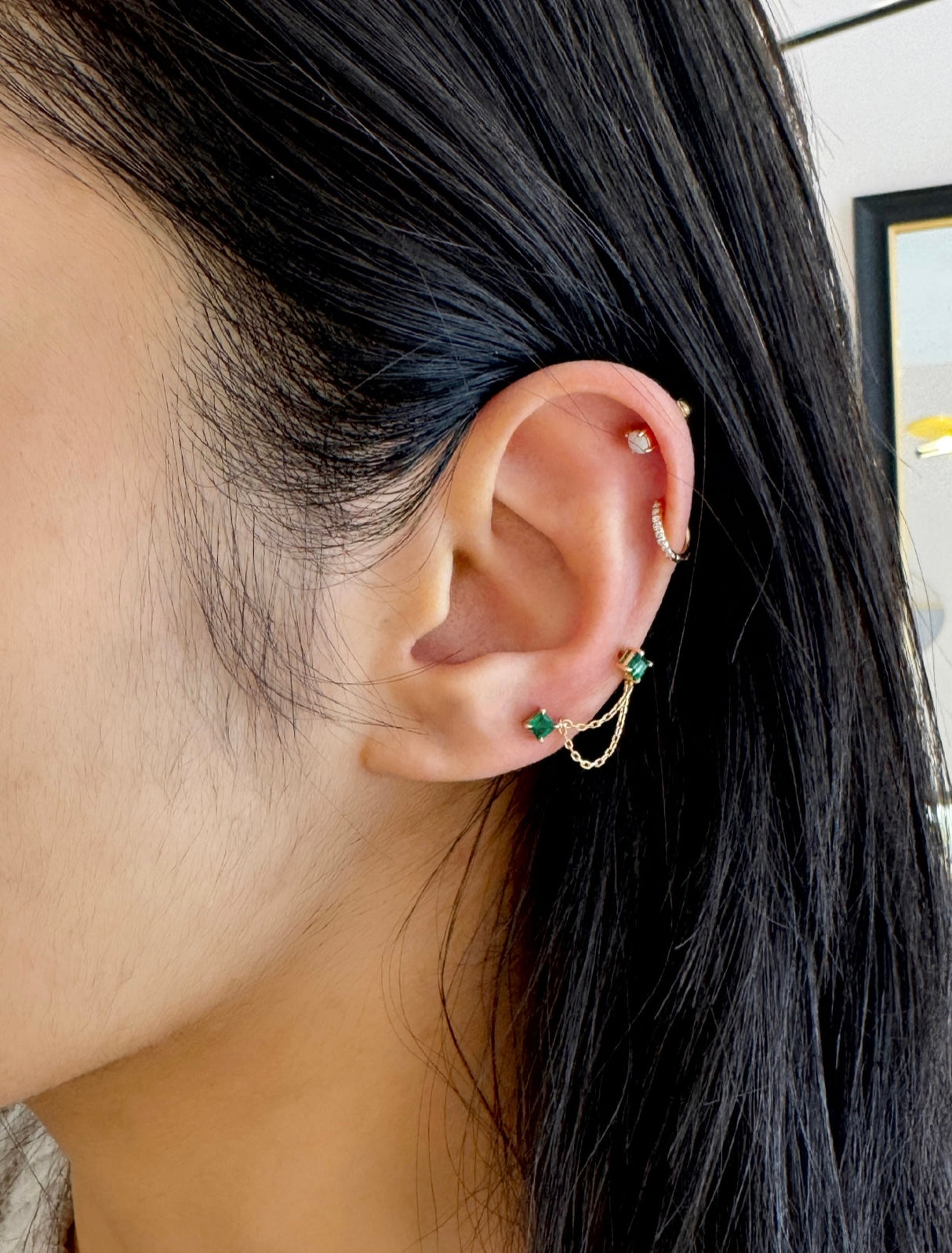 Emerald Linked Earring