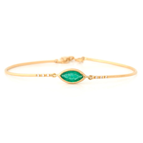 Emerald Marquise & Diamond Bangle 18k gold stackable design
