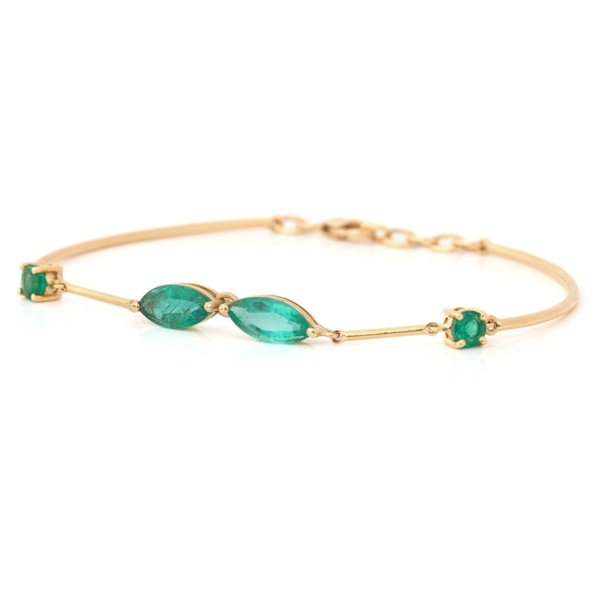 Emerald Marquise Duo Bangle 18k gold stackable design side