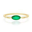 Emerald Marquise Petite Circle Diamond Ring 18k gold  Stackable ring